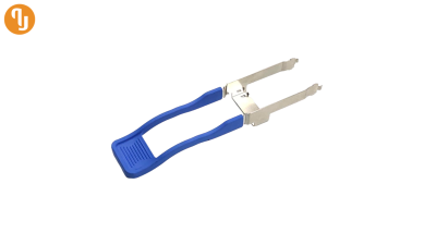 Optical module handle - high-speed continuous stamping and encapsulation parts